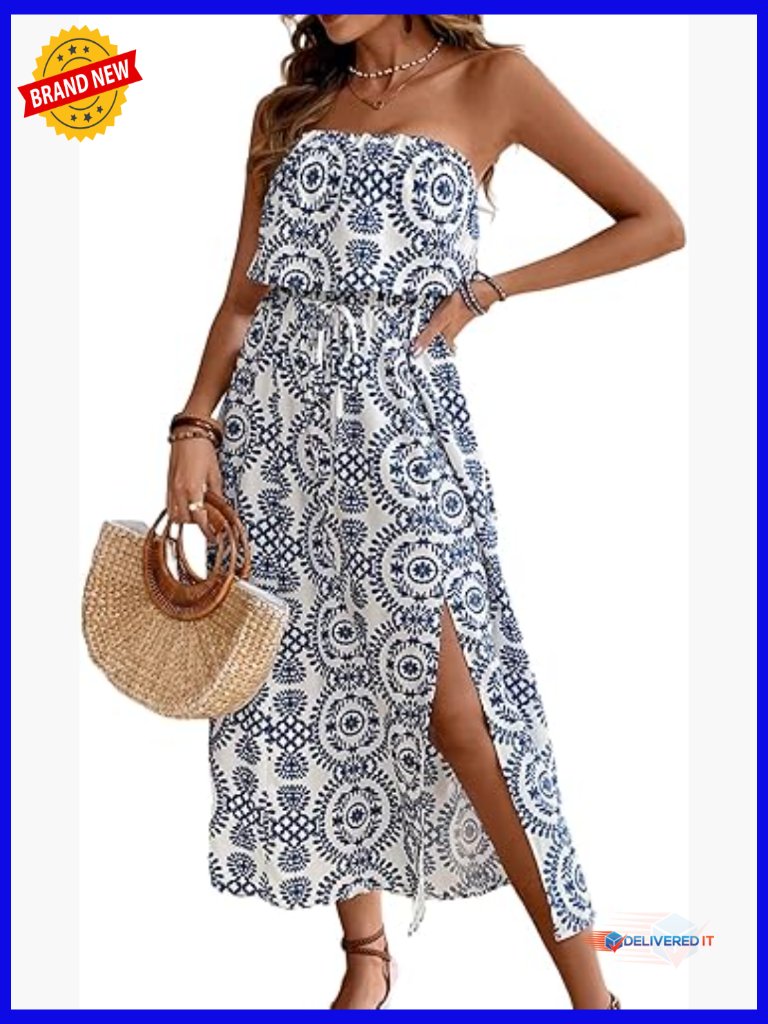 Ruffle Floral Maxi Dress Off Shoulder Wedding Guest Slit Hem Beach Prom